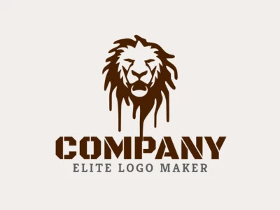 A sophisticated logo in the shape of a liquid lion with a sleek abstract style, featuring a captivating dark brown color palette.