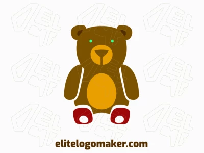 A charming animal-themed logo featuring a cute little bear, exuding warmth and character, with color options including green, brown, dark red, and dark yellow.
