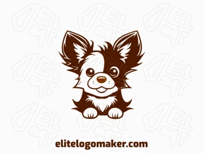 Adaptable logo in the shape of a little puppy with a simple style, the colors used were brown and dark brown.