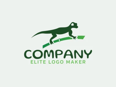 Animal logo design in the shape of a lizard combined with bamboo, the color used is green.