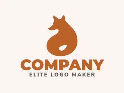 Logo available for sale in the shape of a lying fox with minimalist design and orange color.