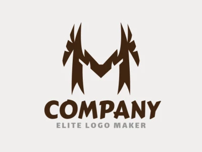 Logo Template in the shape of a letter "M" with abstract design and brown color.