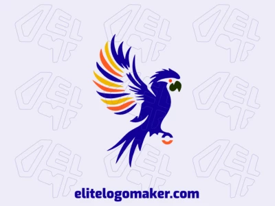 With vibrant shades of blue, orange, black, and yellow, this abstract logo captures the essence of a majestic macaw, showcasing its beauty and energy through a unique and artistic design.
