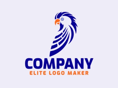 Abstract logo with a refined design forming a macaw, the colors used was blue and orange.