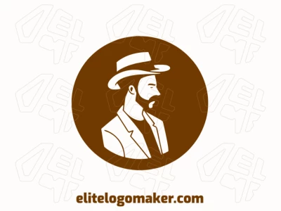 Customizable logo in the shape of a man composed of a circular style and dark brown color.