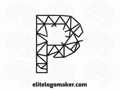 A mosaic-style logo design maker showcasing a sleek metal letter 'P', perfect for creating unique and modern visual identities.