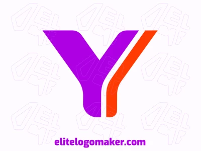 A customizable minimalist logo featuring the letter 'Y', designed with sleek lines and incorporating vibrant orange and purple for a bold and modern design.