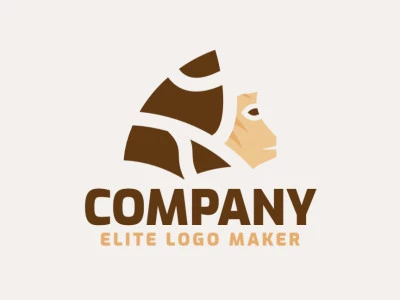 Create your own logo in the shape of a monkey with an abstract style with beige and brown colors.