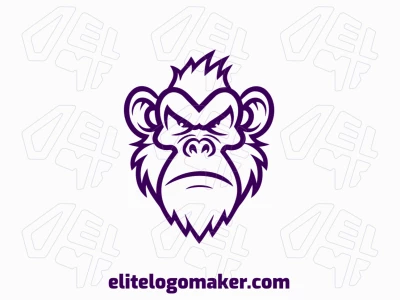 Featuring a different approach, the logo presents an abstract purple monkey head design.