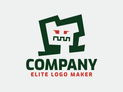 Simple logo with a refined design forming a monster with red and green colors.