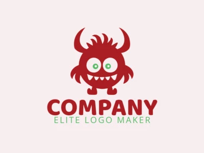 Abstract logo with a refined design forming a monster, the colors used were green and dark red.