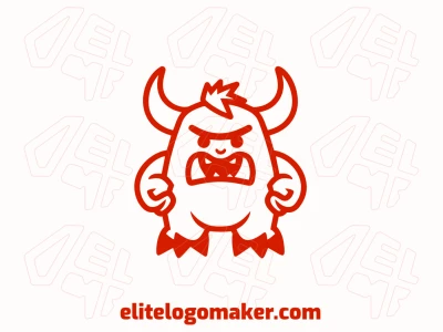 A distinguished mascot logo with a monster shape, bringing a different appeal, in vibrant red hues.