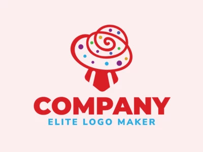 Stylized logo design in the shape of a mushroom composed of abstracts shapes with purple, red, green, yellow, and blue colors.