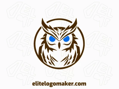 Creative logo in the shape of a nocturnal owl with a memorable design and mascot style, the colors used were blue and dark brown.