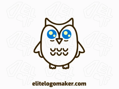 A charming monoline logo featuring an owl, blending serene blue and earthy brown tones.