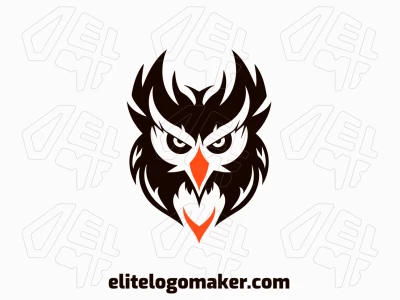 An abstract owl logo in orange and black, beautifully refined and noticeably elegant.