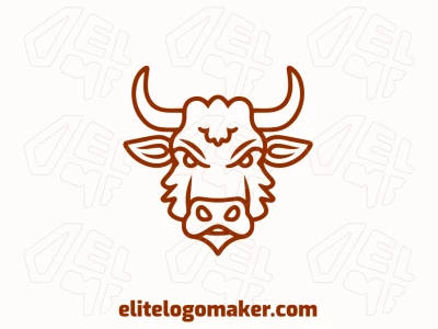An elegant, ideal, and unique monoline logo design featuring an ox head, symbolizing strength and reliability.