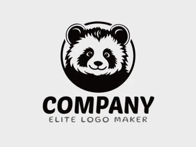 Create a vectorized logo showcasing a contemporary design of a Panda bear and illustrative style, with a touch of sophistication and black color.