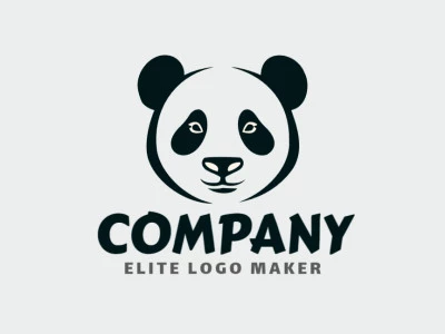 Create a logo for your company in the shape of a panda bear with a mascot style with black and beige colors.