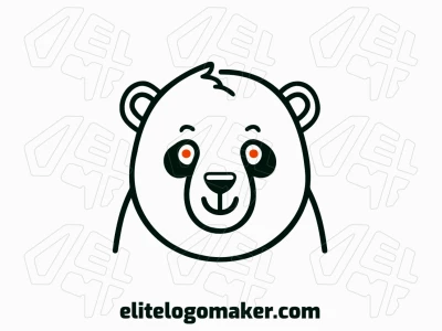 An original, subtle vector logo featuring a panda bear in a monoline style with orange and black colors.