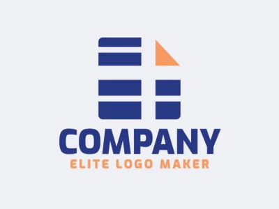 Logo available for sale in the shape of a paper combined with a server, with abstract style with blue and orange colors.