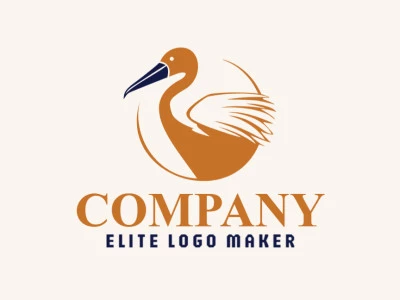 A logo is available for sale in the shape of a pelican with a simple design with black and dark yellow colors.