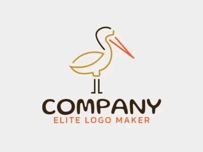 This logo design incorporates elements of minimalism by using the monoline style, and shapes to portray the image of a pelican.  The yellow, brown and orange colors create a bright and cheerful feeling.