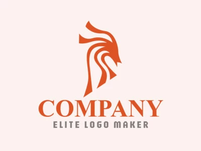 Simple logo with the shape of a phoenix head composed of abstracts forms with orange color.