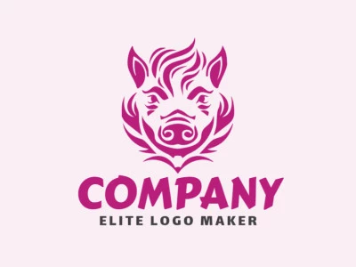 Creative logo in the shape of a pig with a refined design and tribal style.