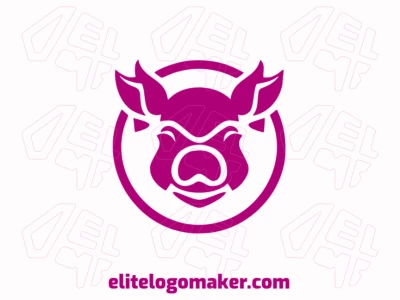 Create an ideal logo for your business in the shape of a pig with circular style and customizable colors.