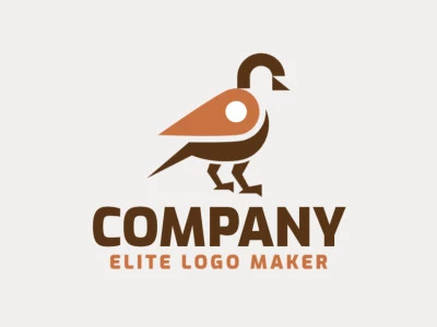 Animal logo with the shape of a sparrow combined with a map icon composed of abstracts shapes with brown and orange colors.