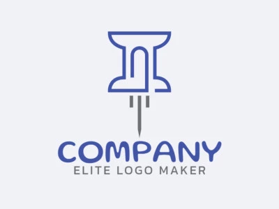 Simple logo with creative concept forming a pin combined with a clip with a refined design and blue and gray colors.