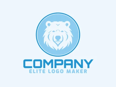 Logo template for sale in the shape of a polar bear, the colors used were blue and dark blue.