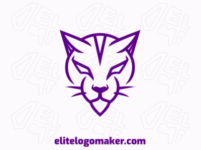 A refined abstract logo featuring a purple cat, designed with elegant shapes and smooth lines for a sophisticated look.