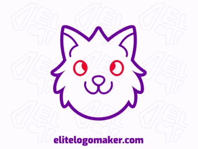 Purple cat's head logo in a minimalist style, offering a dynamic and beautiful design that captures elegance and energy for a strong brand presence.