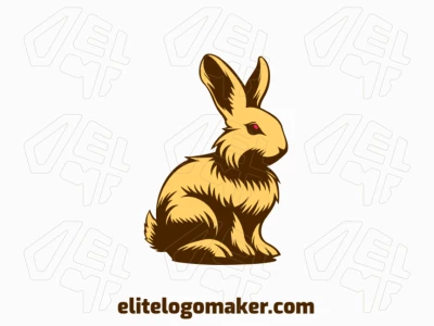 An illustrative rabbit logo design bursting with charm and vitality, in a delightful palette of brown, pink, and yellow.