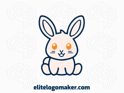 A creative mascot logo featuring a rabbit in orange, beige, and dark blue, perfect for representing energy and playfulness.