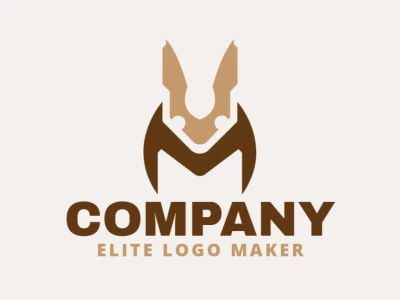 Vector logo in the shape of a rabbit with a minimalist design with brown and beige colors.