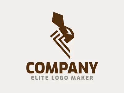 Animal logo design with the shape of a rabbit composed of rectangles and abstracts shapes with brown colors.