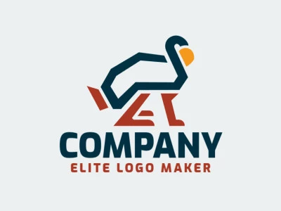 Logo available for sale in the shape of a rabbit combined with a snake and a pelican with double meaning style.