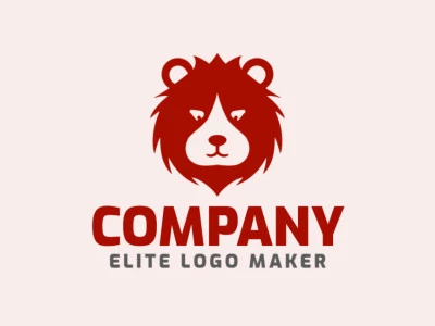 Customizable logo in the shape of a red bear head with creative design and childish style.