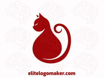 A minimalist logo featuring a red cat silhouette for a sleek and modern look.