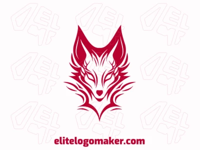 Customizable logo in the shape of a red fox with creative design and symmetric style.