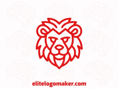An eye-catching monoline logo featuring a red lion crafted with thin lines, showcasing elegance and simplicity in its design.