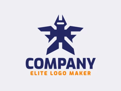 Professional logo in the shape of a robot with an abstract style, the color used was blue.