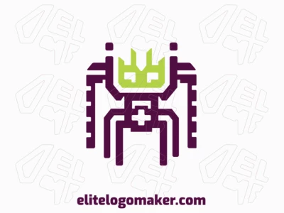 Abstract logo with a refined design forming a robot, the colors used was green and purple.