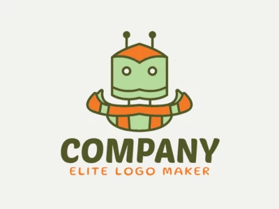 Stylized logo design created with abstract shapes forming a robot with orange and green colors.