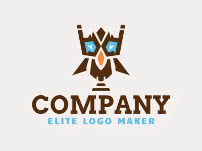 Logo available for sale in the shape of a robotic owl with symmetric design.