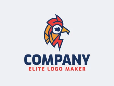 Elegant logo with abstract shapes forming a rooster with stylized design with red, yellow, and blue colors.