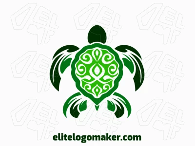 A noticeable and graceful abstract logo of a sea tortoise, showcasing a good balance of form and style in vibrant green tones.